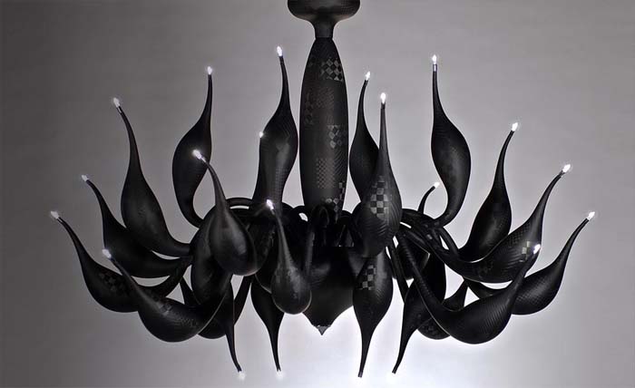 lampy z włókna węglowego  żyrandol  Fabio Fornasier