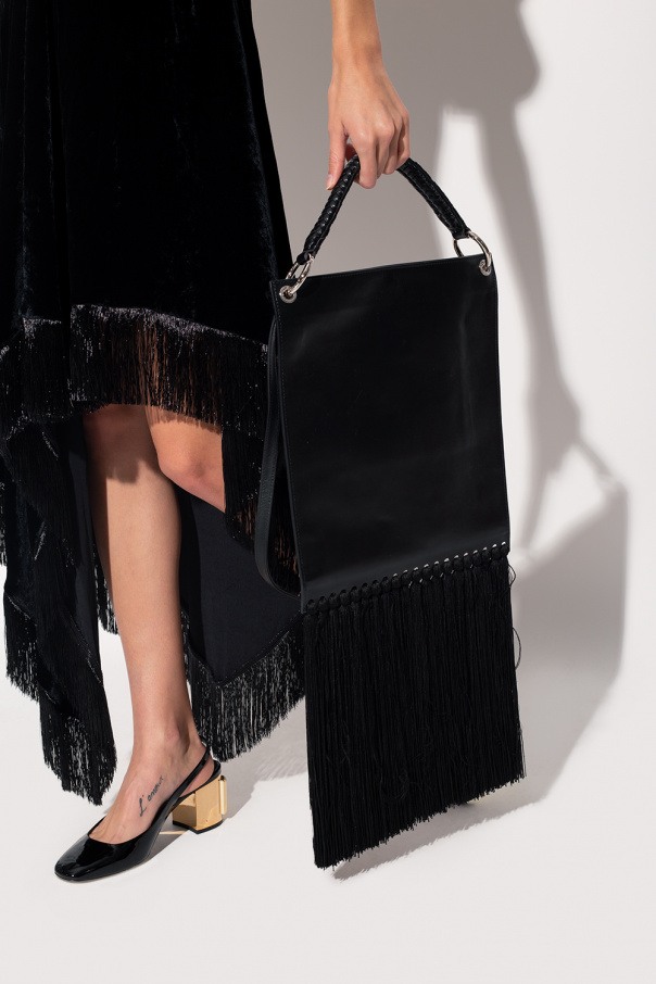 sukienka i torebka z frędzlami