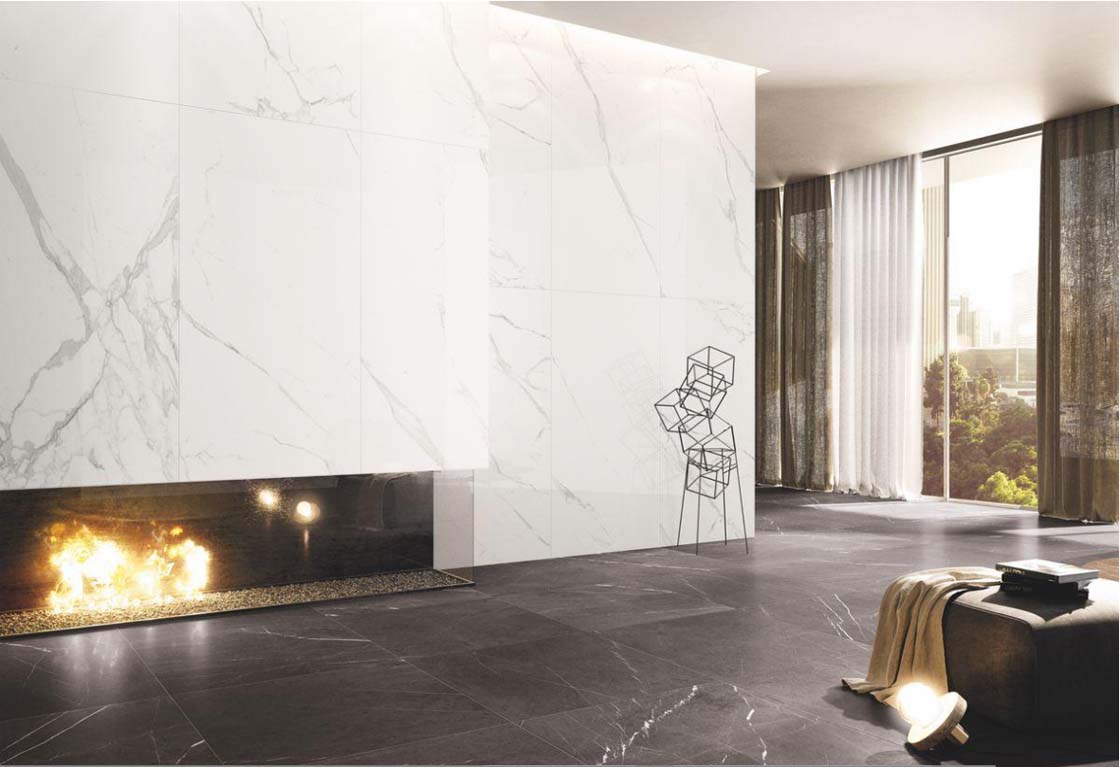 Kominek z efektem marmuru
